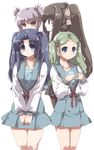  alternate_hairstyle asakura_ryouko blue_sailor_collar kimidori_emiri kita_high_school_uniform kouyouen_academy_uniform long_sleeves multiple_girls nagato_yuki sailor_collar school_uniform serafuku suou_kuyou suzumiya_haruhi_no_yuuutsu tokyo_(great_akuta) twintails 