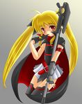  bardiche blonde_hair fate_testarossa flipper long_hair lyrical_nanoha mahou_shoujo_lyrical_nanoha solo thighhighs twintails very_long_hair 