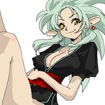  artist_request breasts cleavage earrings jewelry large_breasts lowres oekaki ryouko_(tenchi_muyou!) silver_hair solo spiked_hair tenchi_muyou! yellow_eyes 