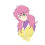  :o blush feldt_grace green_eyes gundam gundam_00 ihara_natsume jacket long_hair parted_lips pink_hair simple_background solo track_jacket twintails upper_body white_background 