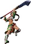  boots braid brown_eyes brown_hair earrings floral_print glaive green_sarong headband jewelry kawano_takuji korean_clothes long_hair midriff navel official_art polearm print_sarong sarong seong_mi-na single_braid solo soulcalibur soulcalibur_iv weapon 