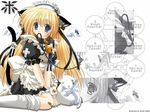  animal_ears bell bell_collar blonde_hair blue_eyes cat_ears collar copyright_request long_hair maid mouth_hold nekoneko solo wallpaper 