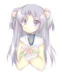  blue_hair clannad flower furui_suguri hair_bobbles hair_ornament hikarizaka_private_high_school_uniform ichinose_kotomi long_hair school_uniform solo two_side_up 