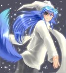  blue_hair eyepatch follower_(yagisaka_seto) hat lowres male_focus oekaki original scarf snow snowing solo yagisaka_seto 