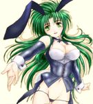  animal_ears bunny_ears green_hair imageboard_colors jochuu-san lowres oekaki original outstretched_arm reaching solo yagisaka_seto 