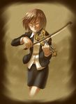  brown_hair hair_ornament hairpin instrument original short_hair solo terumii violin 