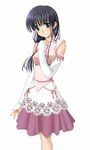  artist_request black_hair blue_eyes blush comic_party dress elbow_gloves gloves hasebe_aya long_hair side_ponytail solo 