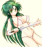  bikini cosplay golden_axe green_hair imageboard_colors jochuu-san lowres micro_bikini oekaki original solo swimsuit sword tyris_flare tyris_flare_(cosplay) weapon yagisaka_seto 