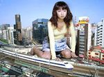  3d asian city densha giantess kneeling photo train 
