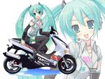  aqua_hair ayase_hikaru bibendum ground_vehicle hatsune_miku highres long_hair michelin motor_vehicle motorcycle solo twintails very_long_hair vocaloid yamaha 