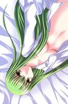  bangs breasts c.c. cleavage code_geass green_hair long_hair lying medium_breasts open_clothes open_shirt shirt solo tamagawa_yukimaru 