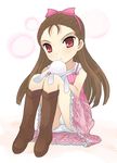  boots idolmaster idolmaster_(classic) idolmaster_1 long_hair minase_iori otoutogimi panties sitting solo underwear 