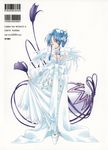  angel_flavor artbook bell blue_hair bow closed_eyes hair_ornament highres nanase_aoi solo wings 