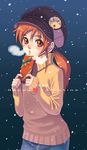  aoi_sora_(pairan) face gift happy_valentine hat holding holding_gift original pairan ponytail snow solo turtleneck twintails valentine 