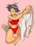  bra dougi lingerie makoto_(street_fighter) midriff muscle panties solo sports_bra street_fighter underwear underwear_only yamamiya_hiroshi 