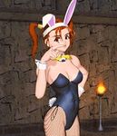  3d alternate_costume animal_ears animated animated_gif bouncing_breasts breasts bunnysuit cleavage dragon_quest dragon_quest_viii gif jessica_albert leotard lowres orange_hair square_enix twintails 