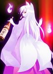  alcohol animal_ears copyright_request drunk japanese_clothes sake silver_hair solo tail tsuchiyama_niu 