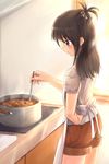  apron cooking hand_on_hip long_hair ponytail shorts solo to_love-ru yuki_usagi_(mofurafu) yuuki_mikan 