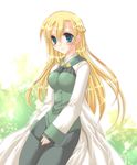  blonde_hair blue_eyes blush braid half_updo long_hair mint_(summon_night) mole mole_under_eye pantyhose smile solo summon_night summon_night_4 tamagawa_yukimaru 