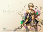  artist_request blonde_hair highres human_(lineage_2) lineage lineage_2 midriff skirt solo staff wallpaper 