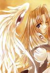  angel/dust angel_flavor artbook blonde_hair highres long_hair nanase_aoi one_eye_closed seraph_(angel_dust) solo wings 
