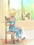  alice_margatroid blonde_hair book cape chair eighth_note fence hairband hat hat_ribbon indoors kirisame_marisa mugishima_orie multiple_girls musical_note ribbon shoes short_hair short_sleeves sitting touhou white_ribbon window witch_hat 
