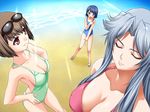  :o age_difference bangs beach bikini blue_eyes blue_hair blue_swimsuit blush bob_cut breast_envy breasts casual_one-piece_swimsuit cleavage collarbone covered_nipples day eyewear_on_head flat_chest flipped_hair green_swimsuit grey_hair hands_on_hips harukawa_iori hide_mind hiyama_mayumi large_breasts light_rays light_smile long_hair looking_at_another multiple_girls ocean one-piece_swimsuit open_mouth outdoors parted_bangs pink_bikini red_eyes sandals sawatari_kana short_hair sideboob sidelocks silver_hair smile standing sunbeam sunglasses sunlight swimsuit tettechi underboob water 