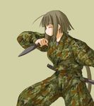  ahoge camouflage kasuga_yukihito knife long_ponytail mahou_sensei_negima! nagase_kaede ninja shuriken solo 