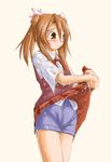  kasuga_yukihito mahou_sensei_negima! plaid plaid_skirt sakura_mei shorts skirt solo tears wet 