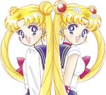  bishoujo_senshi_sailor_moon blue_sailor_collar bow choker dual_persona juuban_middle_school_uniform long_hair lowres magical_girl multiple_girls red_bow red_choker sailor_collar sailor_moon sailor_senshi_uniform school_uniform tsukino_usagi 