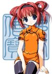  blue_eyes china_dress chinese_clothes copyright_request csy dress hairband red_hair solo thighhighs twintails zettai_ryouiki 