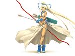  arrow blue_eyes bow_(weapon) duplicate gloves long_hair majikina_mina midriff ponytail reversed samurai_spirits snk solo weapon white_hair yaegashi_nan 