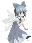  blue_hair bow cirno inemuri_uno smile solo touhou wings 