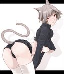  aka_ume animal_ears ass bent_over blush breasts cat_ears large_breasts original short_hair short_shorts shorts solo tail thighhighs underboob 