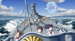  battleship fuzuki_hajime hitotsubashi_yurie kamichu! military military_vehicle multiple_girls ocean saegusa_matsuri school_uniform serafuku shijou_mitsue ship translated warship watercraft yamato_(battleship) 