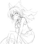  greyscale hakurei_reimu monochrome sketch solo touhou yukitarou_(awamori) 