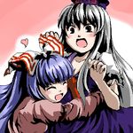  bangs fechirin fujiwara_no_mokou hug kamishirasawa_keine lowres multiple_girls oekaki touhou 