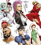  4boys between_breasts blonde_hair blue_eyes breasts brown_eyes brown_hair bun_cover cammy_white china_dress chinese_clothes chun-li crimson_viper dhalsim dress everyone eyeshadow green_leotard ken_masters leotard long_hair makeup multiple_boys multiple_girls necktie necktie_between_breasts partially_translated pompadour ryuu_(street_fighter) sketch street_fighter street_fighter_iv_(series) translation_request usatarou zangief 