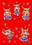  brown_eyes brown_hair chain clone hair_ribbon horn_ribbon horns ibuki_suika long_hair minigirl multiple_girls oni ribbon sasuke_(sasuke_no_sato) touhou 