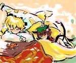 animal_ears artist_request blonde_hair brown_hair cat_ears chen hat kotatsu long_sleeves multiple_girls pillow_hat short_hair sleeping table tassel touhou yakumo_ran 