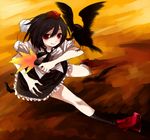  bird black_hair crow female girl red_eyes short_hair touhou 