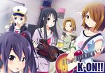  absurdres akiyama_mio bass_guitar black_eyes black_hair blonde_hair blue_eyes bow brown_eyes brown_hair drum guitar hair_bobbles hair_bow hair_ornament hair_over_one_eye hat highres hirasawa_yui instrument k-on! kotobuki_tsumugi listen!! long_hair multiple_girls nakano_azusa pantyhose polka_dot red_legwear roi_(ichijikutei) sailor_hat short_hair side_ponytail smile tainaka_ritsu 