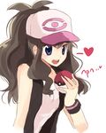  bad_id bad_pixiv_id baseball_cap blue_eyes chocho_(homelessfox) hat heart holding holding_poke_ball poke_ball poke_ball_(generic) pokemon pokemon_(game) pokemon_bw ponytail simple_background solo touko_(pokemon) white_background 