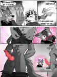 anthro bet big_penis blush canid canine canis clothing comic disney duo fox genitals glebyshka78 greyscale hi_res male male/male mammal monochrome muscular muscular_male nick_wilde penis penis_awe penis_shadow undressing wolf zootopia