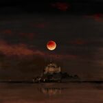  cloud commentary_request highres kaigen_1025 moon night no_humans red_moon reflection reflective_water scarlet_devil_mansion scenery tagme touhou water 
