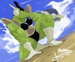 anthro biceps clothing crimenes dragon_ball green_body green_skin hi_res male muscular muscular_anthro muscular_male reptile scalie solo uniform