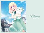  blonde_hair flower gagraphic lily_(flower) original purple_eyes solo wallpaper yukitarou_(awamori) 