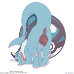 2023 animal_genitalia animal_pussy anus ass_up belly_nipples black_sclera blep blue_body butt canine_genitalia canine_pussy collar darkened_genitalia darkened_pussy digital_media_(artwork) digitigrade eeveelution feral fin generation_1_pokemon genitals hi_res nintendo nipples pawpads paws pink_collar pink_nipples pink_pawpads plump_labia pokemon pokemon_(species) presenting presenting_hindquarters presenting_pussy pussy quadruped raised_tail simple_background tail tail_fin the_gentle_giant tongue tongue_out vaporeon white_background white_eyes