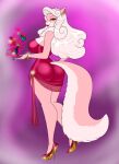 anthro big_breasts big_butt biped breasts butt chinchilla chinchillid clothed clothing crovirus female footwear fur hi_res high_heels looking_back mammal pink_body pink_fur rodent solo whiskers wide_hips