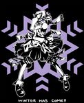  letty_whiterock monochrome purple snowflakes solo spot_color touhou yuuki_(snowhouse) 